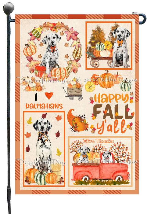 Happy Fall Y'all Pumpkin Dalmatian Dogs Garden Flags- Outdoor Double Sided Garden Yard Porch Lawn Spring Decorative Vertical Home Flags 12 1/2"w x 18"h