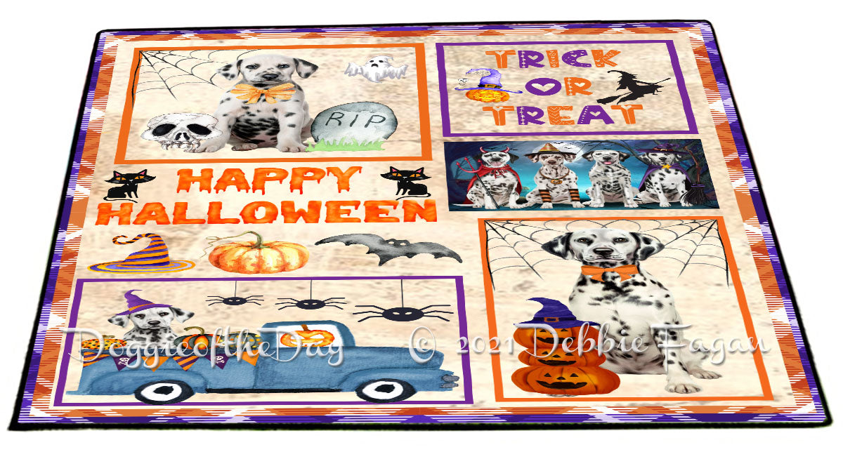 Happy Halloween Trick or Treat Dalmatian Dogs Indoor/Outdoor Welcome Floormat - Premium Quality Washable Anti-Slip Doormat Rug FLMS58081