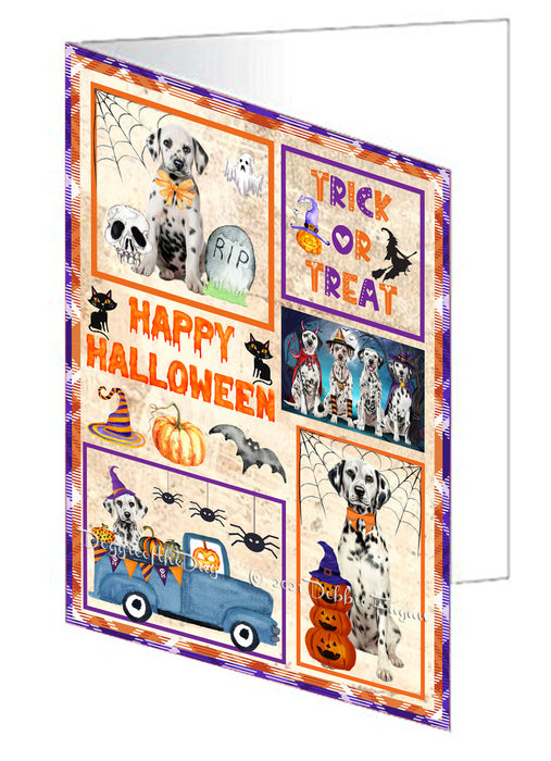 Happy Halloween Trick or Treat Dalmatian Dogs Handmade Artwork Assorted Pets Greeting Cards and Note Cards with Envelopes for All Occasions and Holiday Seasons GCD76484