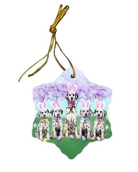 Dalmatians Dog Easter Holiday Star Porcelain Ornament SPOR49129