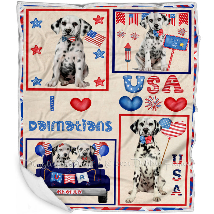 4th of July Independence Day I Love USA Dalmatian Dogs Blanket BLNKT143499