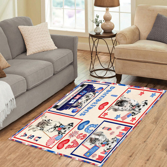 4th of July Independence Day I Love USA Dalmatian Dogs Area Rug - Ultra Soft Cute Pet Printed Unique Style Floor Living Room Carpet Decorative Rug for Indoor Gift for Pet Lovers