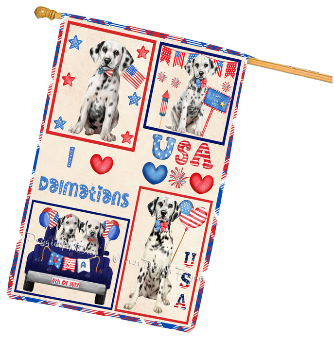 4th of July Independence Day I Love USA Dalmatian Dogs House flag FLG66952