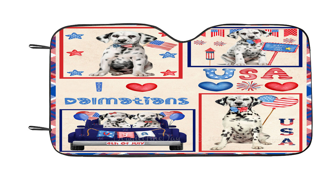 4th of July Independence Day I Love USA Dalmatian Dogs Car Sun Shade Cover Curtain