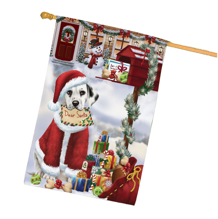 Dear Santa Mailbox Christmas Dalmatian Dog House Flag Outdoor Decorative Double Sided Pet Portrait Weather Resistant Premium Quality Animal Printed Home Decorative Flags 100% Polyester FLG67941