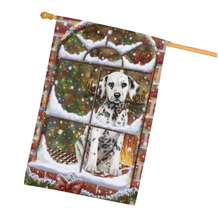 Please come Home for Christmas Dalmatian Dog House Flag Outdoor Decorative Double Sided Pet Portrait Weather Resistant Premium Quality Animal Printed Home Decorative Flags 100% Polyester FLG67990