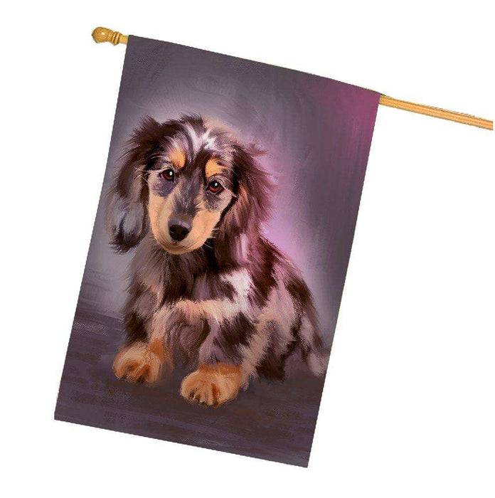 Dapple Dachshund Dog House Flag