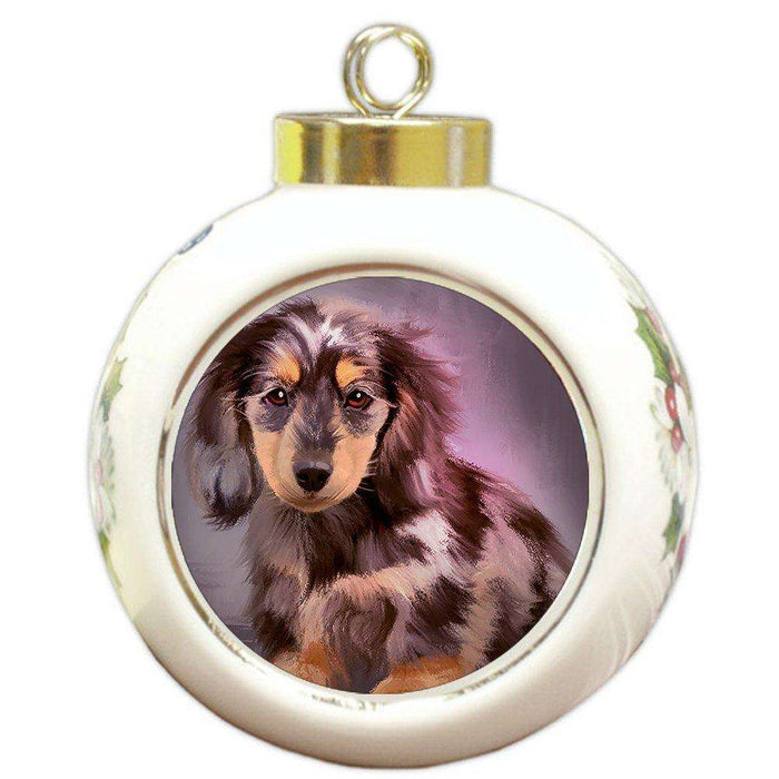 Dapple Dachshund Dog Round Ball Christmas Ornament