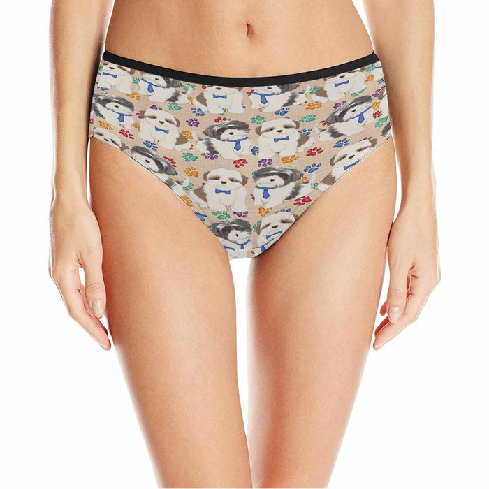 Shih Tzu Dogs Blue  Women&#039;s High Waist Briefs (Model L26)