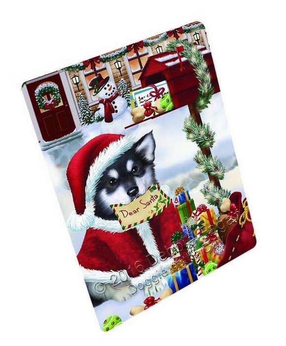Dear Santa Mailbox Christmas Letter Alaskan Malamute Dog Art Portrait Print Woven Throw Sherpa Plush Fleece Blanket