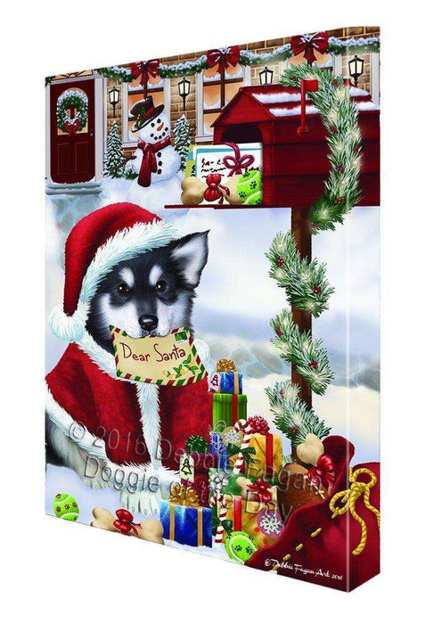 Dear Santa Mailbox Christmas Letter Alaskan Malamute Dog Canvas Wall Art