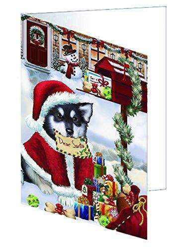 Dear Santa Mailbox Christmas Letter Alaskan Malamute Dog Handmade Artwork Assorted Pets Greeting Cards and Note Cards with Envelopes for All Occasions and Holiday Seasons