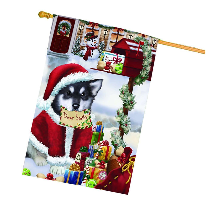 Dear Santa Mailbox Christmas Letter Alaskan Malamute Dog House Flag