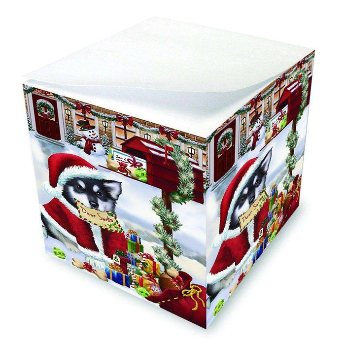 Dear Santa Mailbox Christmas Letter Alaskan Malamute Dog Note Cube