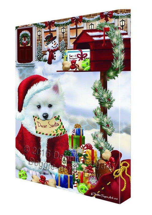 Dear Santa Mailbox Christmas Letter American Eskimo Dog Canvas Wall Art