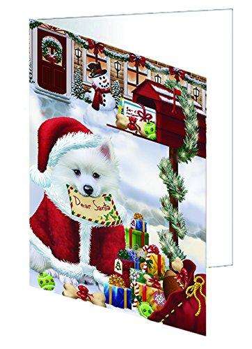 Dear Santa Mailbox Christmas Letter American Eskimo Dog Handmade Artwork Assorted Pets Greeting Cards and Note Cards with Envelopes for All Occasions and Holiday Seasons