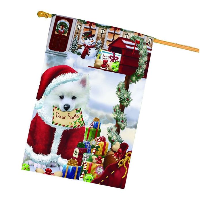 Dear Santa Mailbox Christmas Letter American Eskimo Dog House Flag