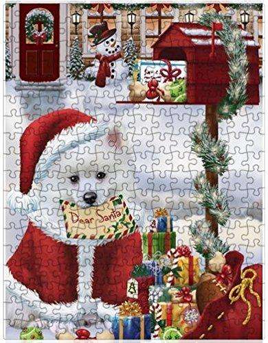 Dear Santa Mailbox Christmas Letter American Eskimo Dog Puzzle with Photo Tin D022