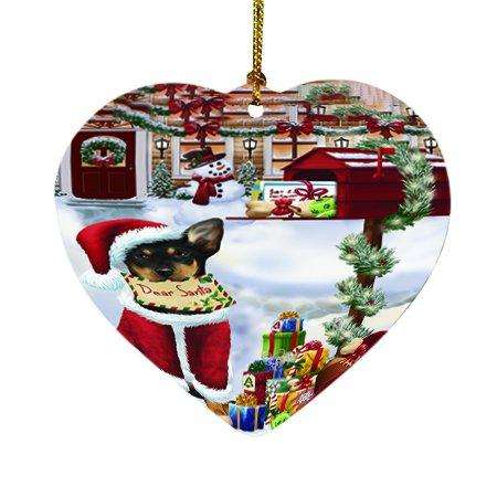Dear Santa Mailbox Christmas Letter Australian Kelpies Dog Heart Ornament D115