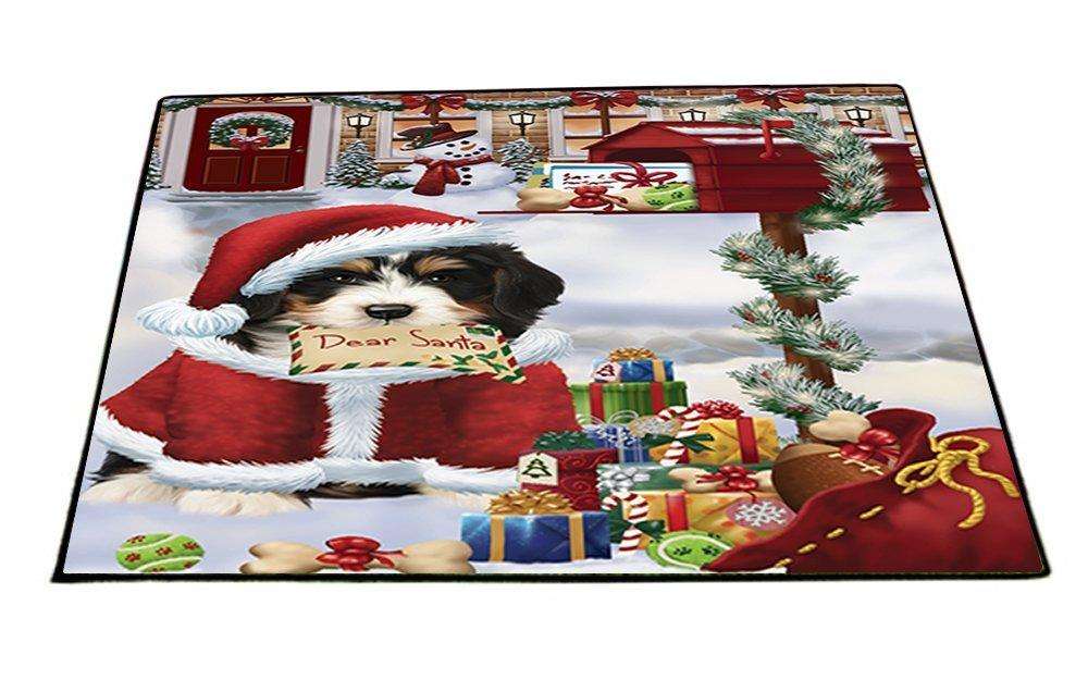 Dear Santa Mailbox Christmas Letter Bernedoodle Dog Indoor/Outdoor Floormat