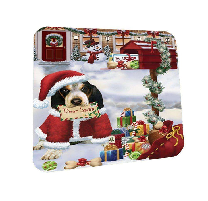 Dear Santa Mailbox Christmas Letter Bluetick Coonhound Dog Coasters Set of 4