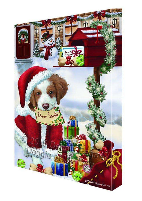 Dear Santa Mailbox Christmas Letter Brittany Spaniel Dog Canvas Wall Art