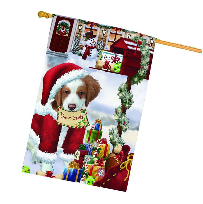 Dear Santa Mailbox Christmas Letter Brittany Spaniel Dog House Flag