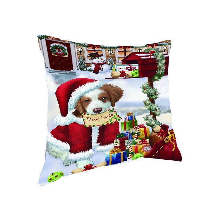 Dear Santa Mailbox Christmas Letter Brittany Spaniel Dog Throw Pillow