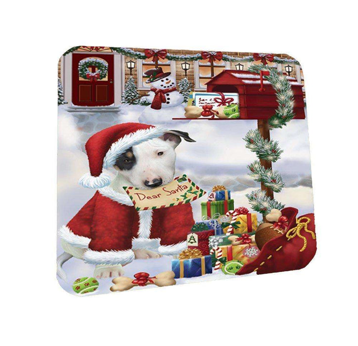 Dear Santa Mailbox Christmas Letter Bull Terrier Dog Coasters Set of 4