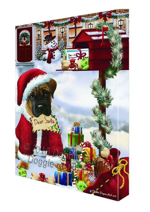 Dear Santa Mailbox Christmas Letter Bullmastiff Dog Canvas Wall Art