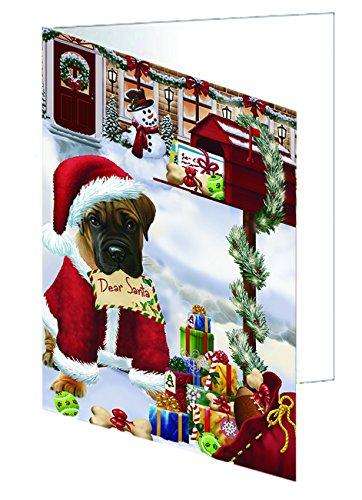 Dear Santa Mailbox Christmas Letter Bullmastiff Dog Handmade Artwork Assorted Pets Greeting Cards and Note Cards with Envelopes for All Occasions and Holiday Seasons