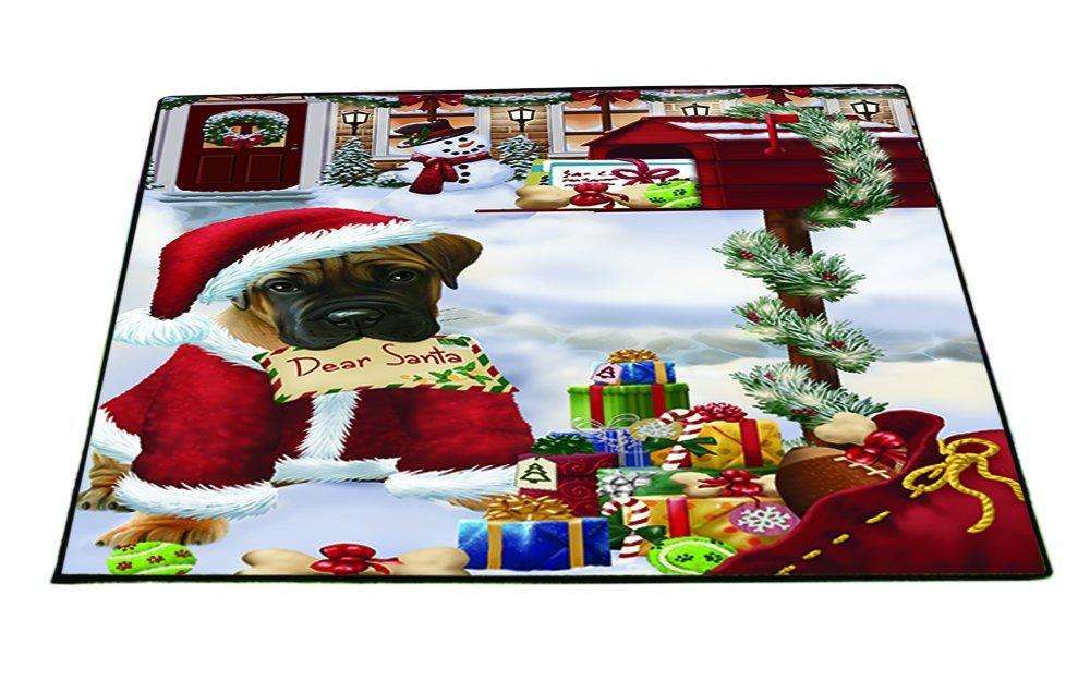 Dear Santa Mailbox Christmas Letter Bullmastiff Dog Indoor/Outdoor Floormat