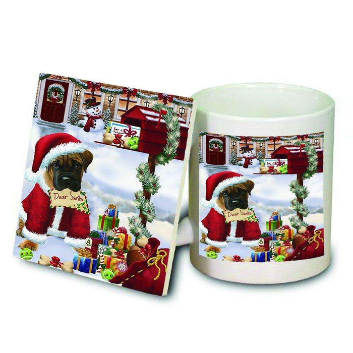 Dear Santa Mailbox Christmas Letter Bullmastiff Dog Mug and Coaster Set