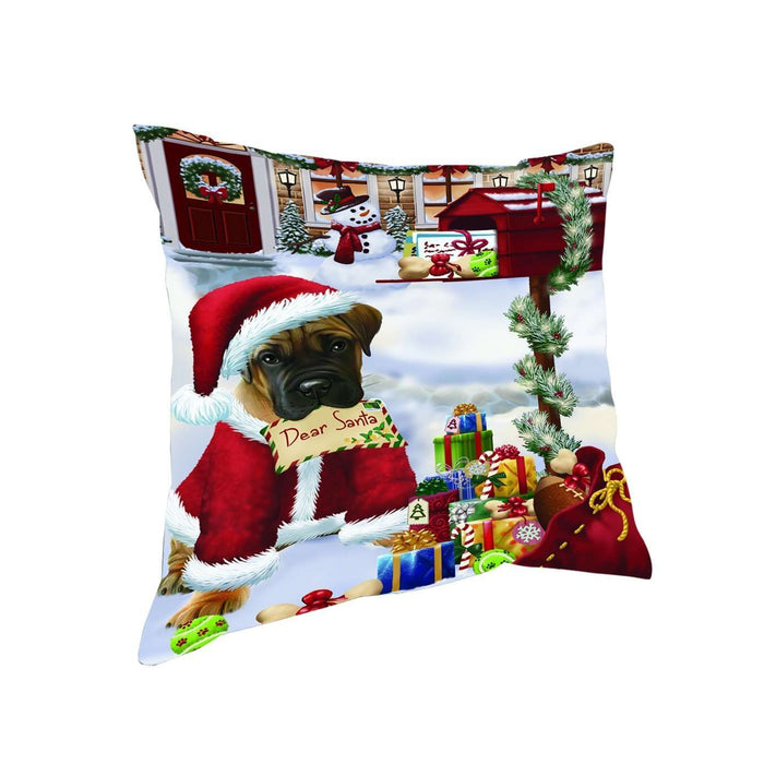 Dear Santa Mailbox Christmas Letter Bullmastiff Dog Throw Pillow