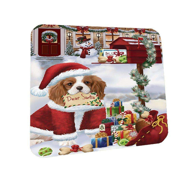 Dear Santa Mailbox Christmas Letter Cavalier King Charles Spaniel Dog Coasters Set of 4