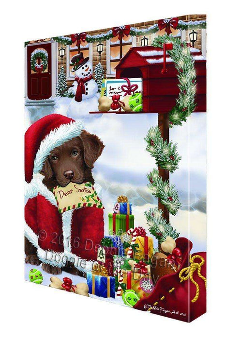 Dear Santa Mailbox Christmas Letter Chesapeake Bay Retriever Dog Canvas Wall Art