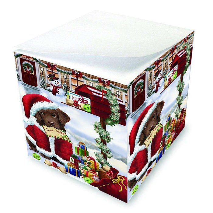 Dear Santa Mailbox Christmas Letter Chesapeake Bay Retriever Dog Note Cube D114