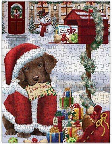 Dear Santa Mailbox Christmas Letter Chesapeake Bay Retriever Dog Puzzle with Photo Tin D026