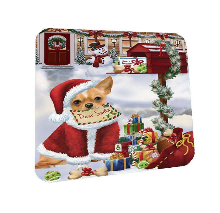 Dear Santa Mailbox Christmas Letter Chihuahua Dog Coasters Set of 4