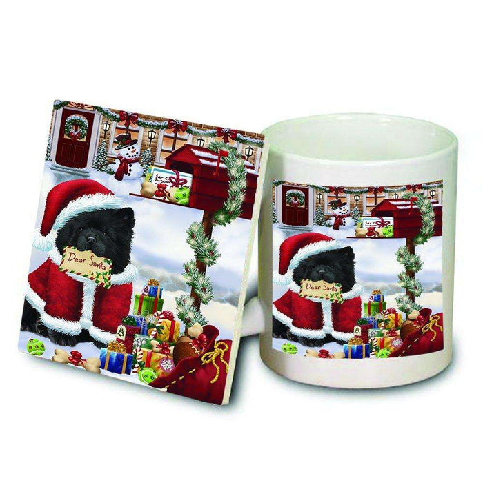 Dear Santa Mailbox Christmas Letter Chow Chow Dog Mug and Coaster Set