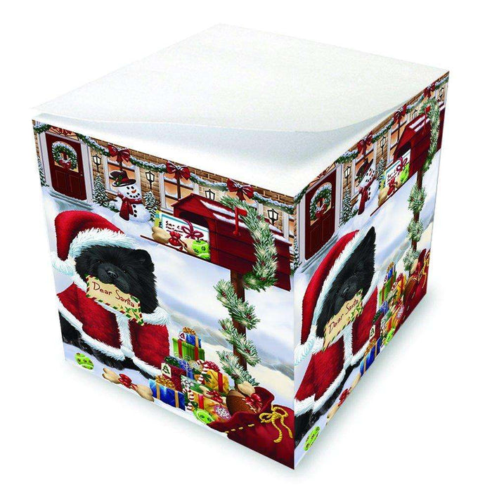Dear Santa Mailbox Christmas Letter Chow Chow Dog Note Cube D115