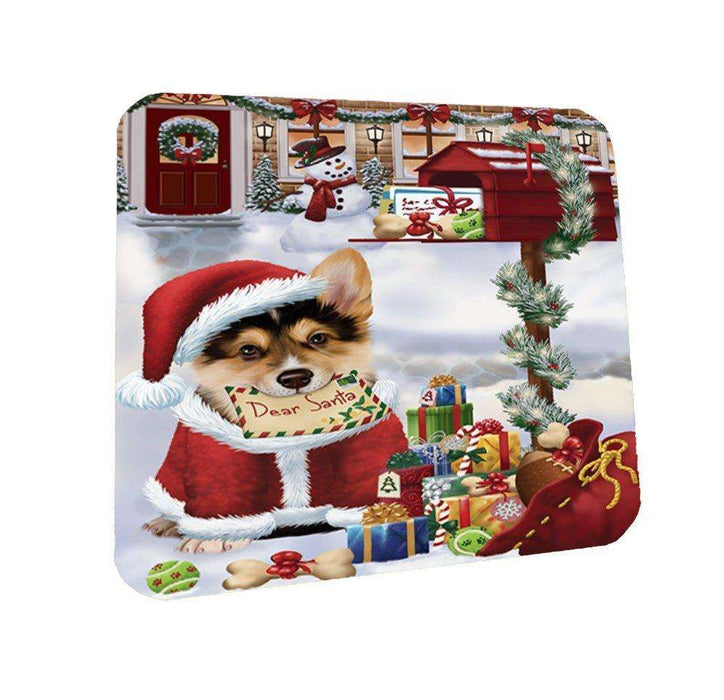 Dear Santa Mailbox Christmas Letter Corgis Dog Coasters Set of 4