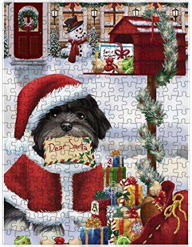 Dear Santa Mailbox Christmas Letter Lhasa Apso Dog Puzzle with Photo Tin D028