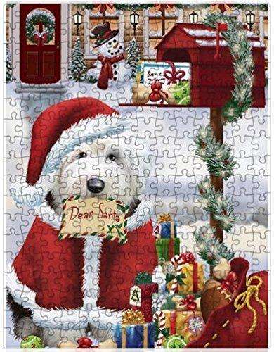 Dear Santa Mailbox Christmas Letter Old English Sheepdog Dog Puzzle with Photo Tin