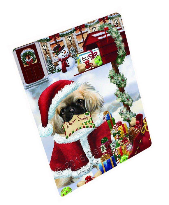 Dear Santa Mailbox Christmas Letter Pekingese Dog Art Portrait Print Woven Throw Sherpa Plush Fleece Blanket