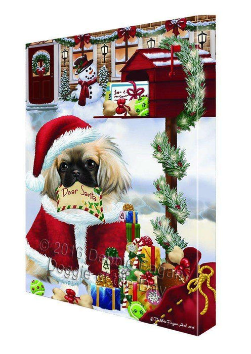 Dear Santa Mailbox Christmas Letter Pekingese Dog Canvas Wall Art