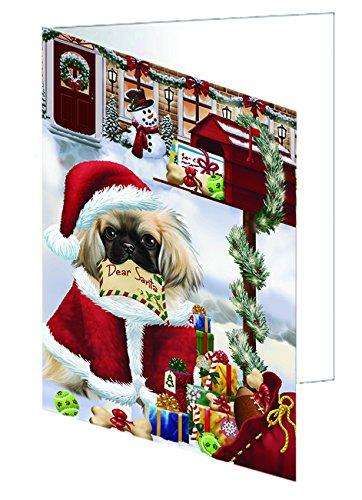 Dear Santa Mailbox Christmas Letter Pekingese Dog Handmade Artwork Assorted Pets Greeting Cards and Note Cards with Envelopes for All Occasions and Holiday Seasons