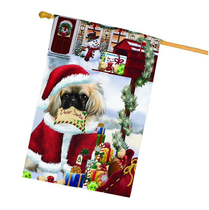 Dear Santa Mailbox Christmas Letter Pekingese Dog House Flag