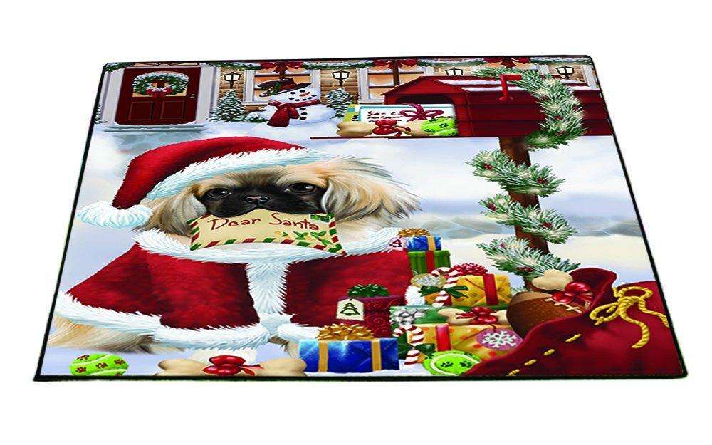Dear Santa Mailbox Christmas Letter Pekingese Dog Indoor/Outdoor Floormat