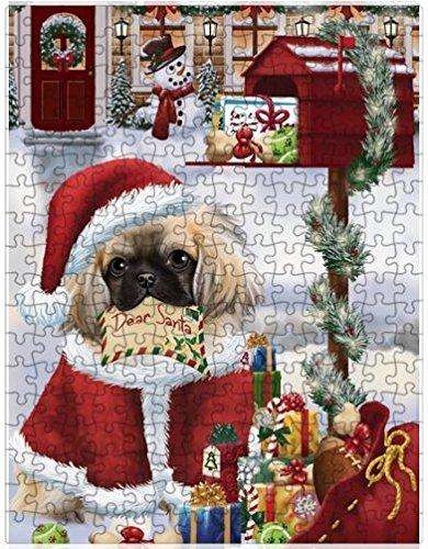 Dear Santa Mailbox Christmas Letter Pekingese Dog Puzzle with Photo Tin D029
